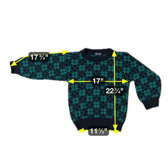 Vintage Womens Sweater Black Green Winter Knit 1980s Snowflake Pour Le Chic USA - Picture 6 of 6